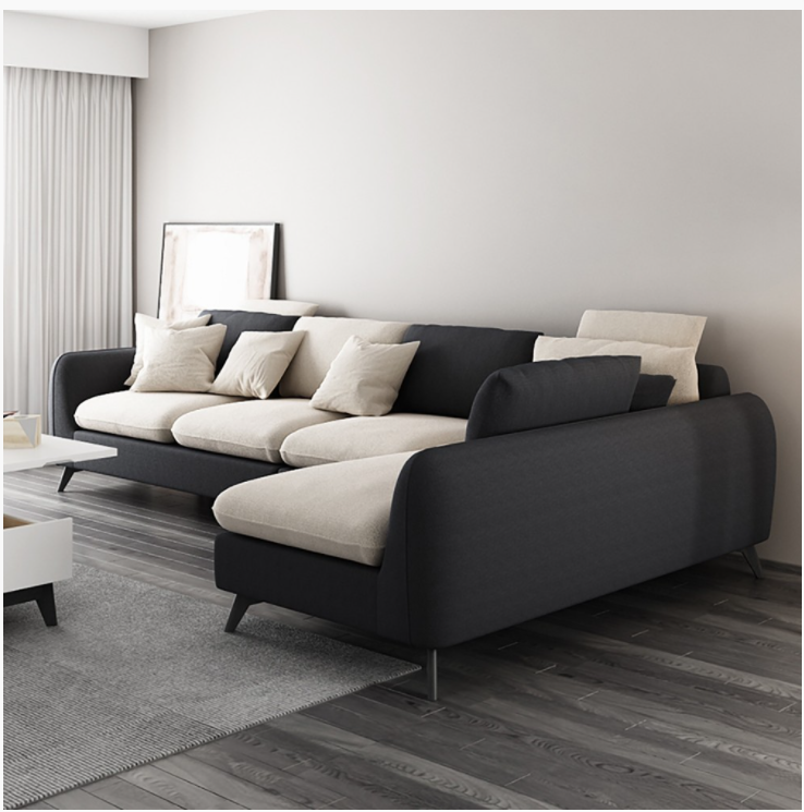 Bộ Sofa cao cấp, thiết kế kiểu dáng chữ L, bọc vải Cotton Linen, 2 màu đen  trắng sang trọng, có 4 chỗ ngồi - EL-SF05 - Nội thất Elegant