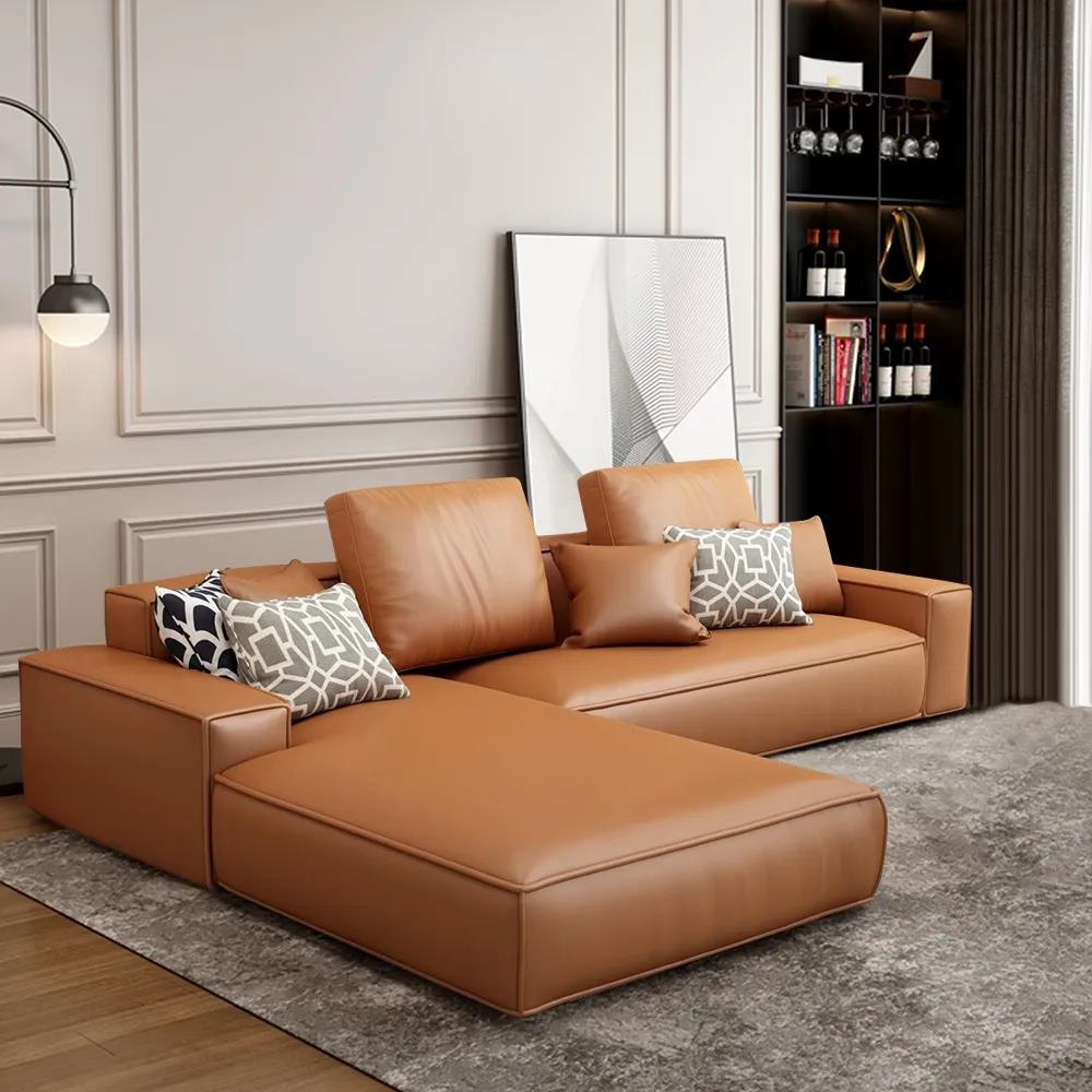 Bộ Sofa Luxury, kiểu dáng chữ L hiện đại, thiết kế 4 chỗ ngồi, bề mặt bọc da PU – EL-SF04